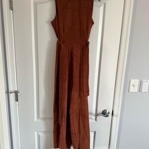 Anthropologie Burnt Orange Belted Jumpsuit